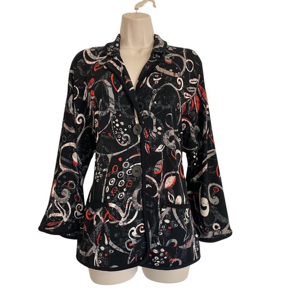 Chico's Tops - Chico's Travelers Button Down Size 1 Non Wrinkle Stretchy Blazer Pockets Black